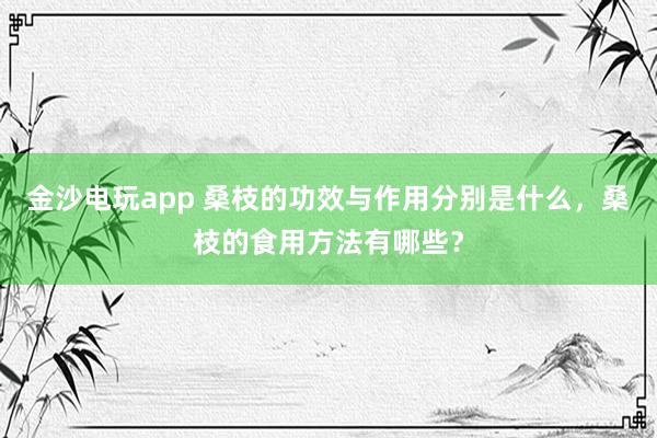 金沙電玩app 桑枝的功效與作用分別是什么，桑枝的食用方法有哪些？