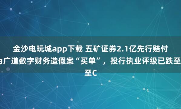 金沙電玩城app下載 五礦證券2.1億先行賠付為廣道數(shù)字財務(wù)造假案“買單”，投行執(zhí)業(yè)評級已跌至C