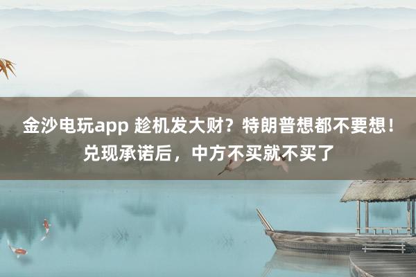 金沙電玩app 趁機發大財？特朗普想都不要想！兌現承諾后，中方不買就不買了