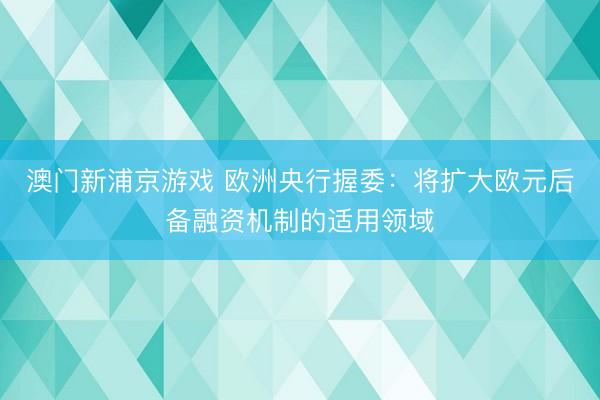 澳門新浦京游戲 歐洲央行握委：將擴大歐元后備融資機制的適用領(lǐng)域